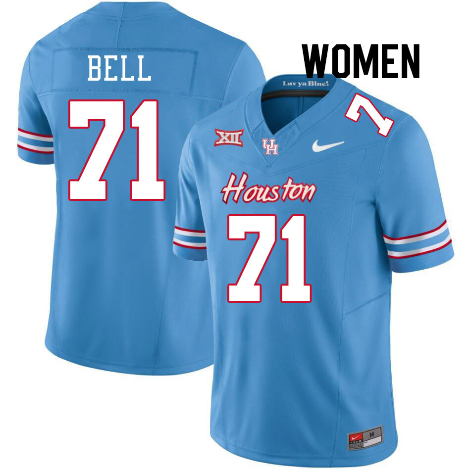 Women #71 Ray'Quan Bell Houston Cougars College Football Jerseys Stitched-Oilers